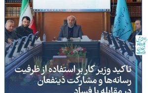 ‌‌ تاکید وزیر کار  بر استفاده از ظرفیت رسانه‌ها و مشارکت ذینفعان در مقابله با فساد