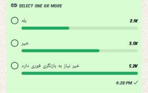 ثبت ۱۱ هزار رای در نظرسنجی ماهخبر؛ اینگونه تصمیمگیری درباره تعطیلی مدارس غیرکارشناسی است و سلامت دانشآموزان باید بر رقابت کنکور اولویت داشته باشد ثبت ۱۱ هزار رای در نظرسنجی ماهخبر؛ اینگونه تصمیمگیری درباره تعطیلی مدارس غیرکارشناسی است و سلامت دانشآموزان باید بر رقابت کنکور اولویت داشته باشد